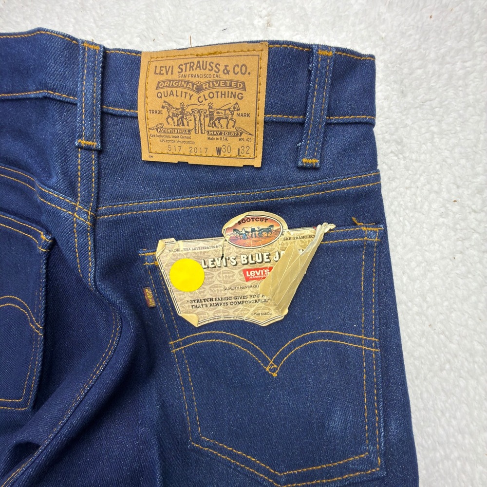 Vintage 80s Deadstock Levis 517 Boot Cut Flex Denim Jeans Mens 30x32 NOS